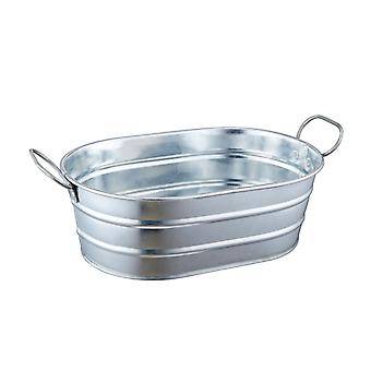 Mini-verzinkt Oval Stahl Wanne ca. 2l Fassungsvermögen mit Griffen