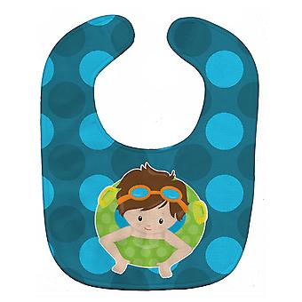 Carolines Schätze BB8996BIB Sommer Pool Boy in Rohr Brünette Baby Lätzchen