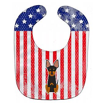 Carolines Schätze BB3104BIB patriotische USA Englisch Toy Terrier Baby Lätzchen