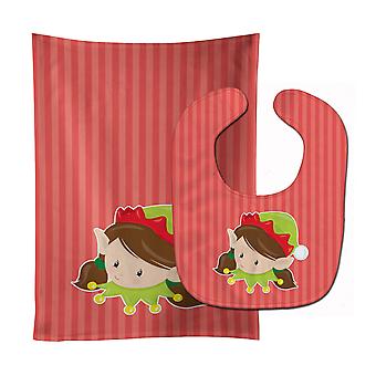 Weihnachten Brünette Mädchen Elf Baby Lätzchen & Spucktuch
