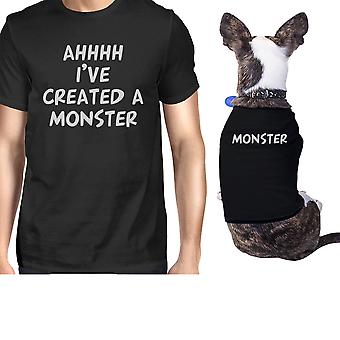 Skapat ett Monster liten hund och ägare matchande tröjor svarta gåvor