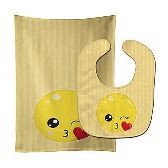 Carolines Schätze BB8731STBU Kissy Gesicht Baby Lätzchen & Spucktuch